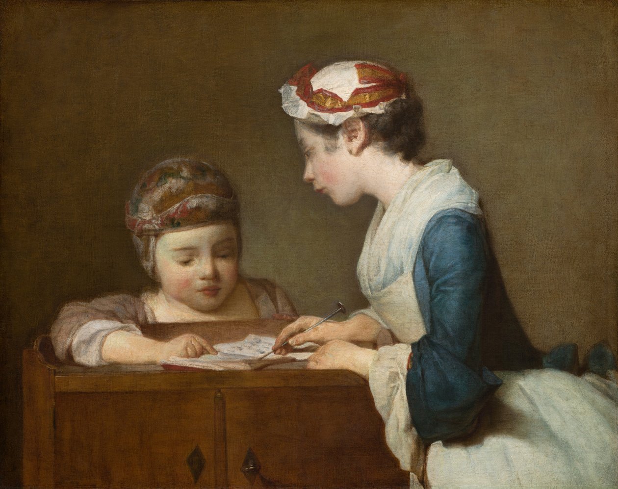 Mała Nauczycielka, po 1740 r. autorstwa Jean Baptiste Simeon Chardin