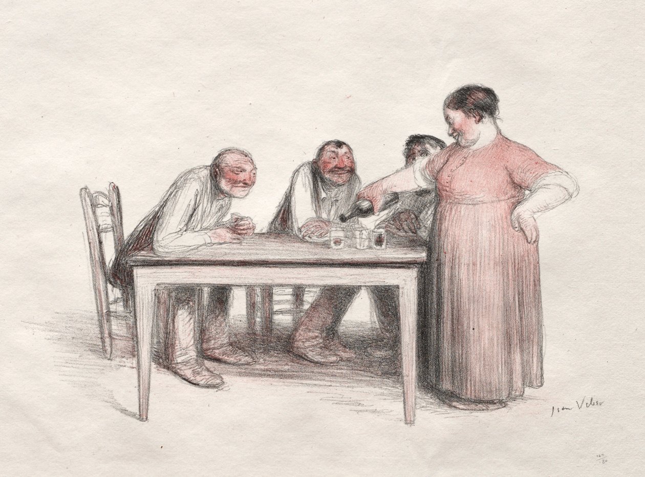 Kieliszek wina. autorstwa Jean Veber