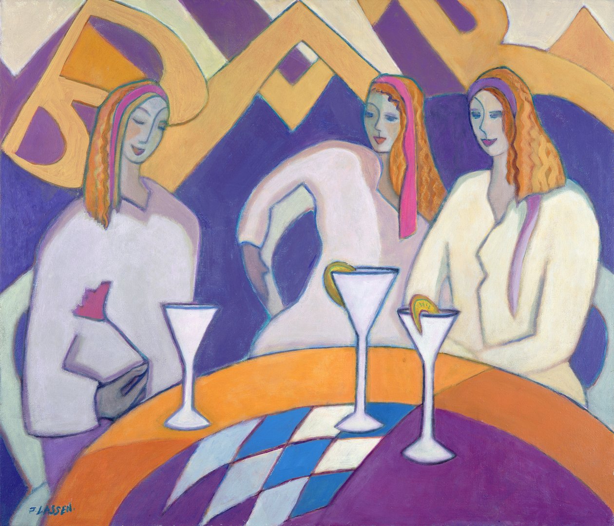 Girls Night Out, 2003-04 (akryl na płótnie) autorstwa Jeanette Lassen