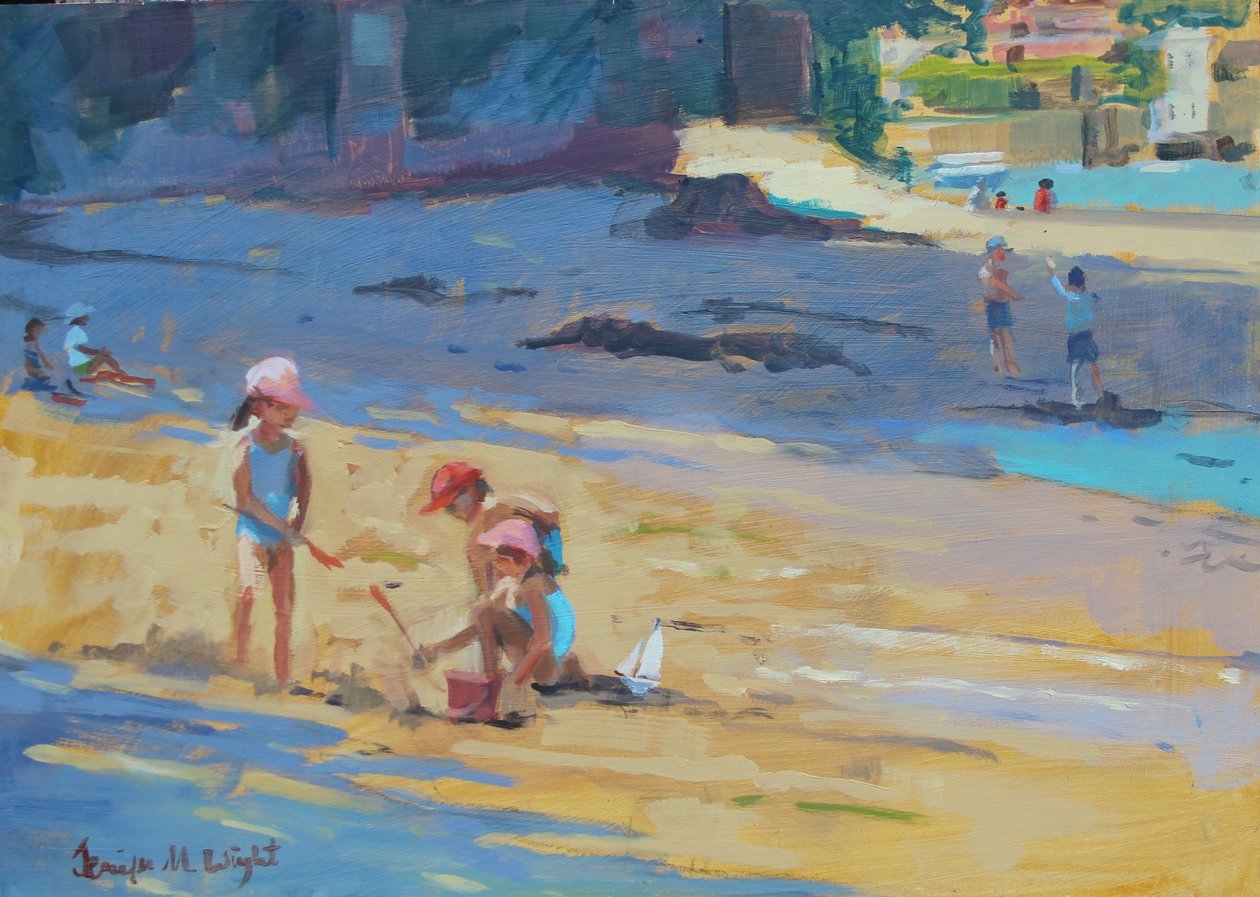 Plaża Salcombe, dzieci autorstwa Jennifer Wright