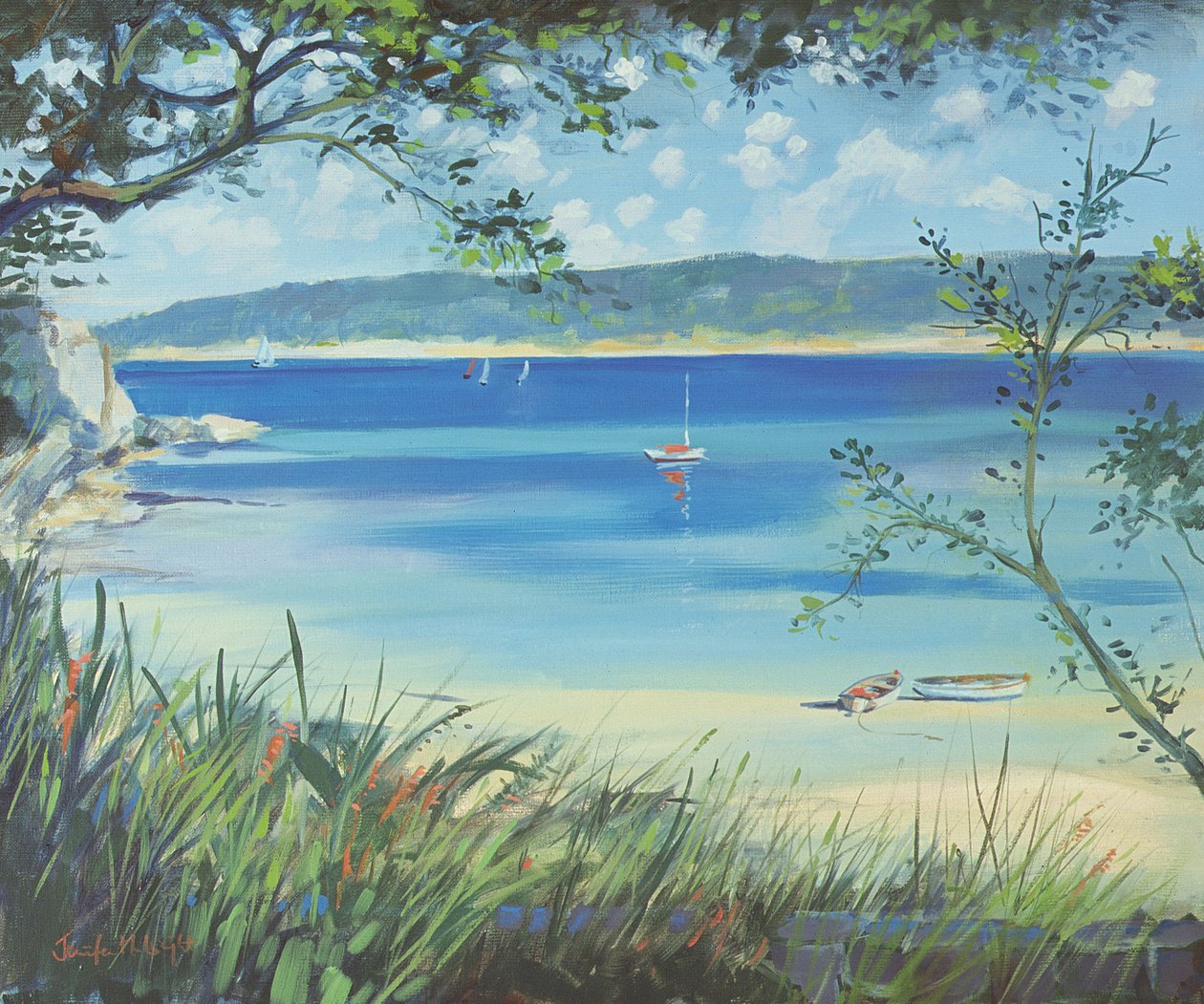 Salcombe, Southsands Beach, 2000 autorstwa Jennifer Wright