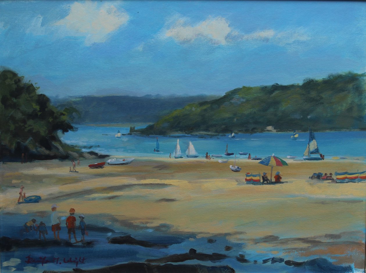 Millbay , Salcombe , olej na pokładzie , 2016 autorstwa Jennifer Wright