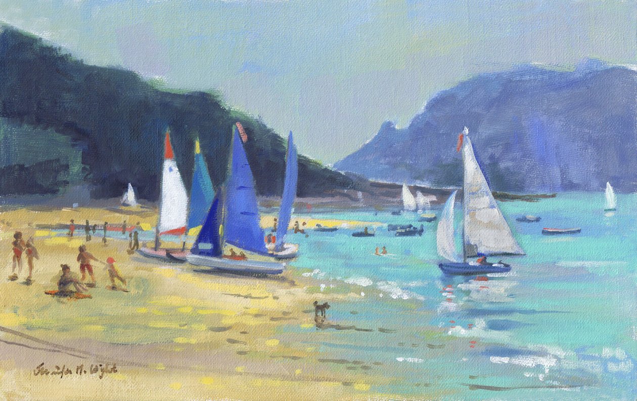 Żaglówki Salcombe (olej na płótnie) autorstwa Jennifer Wright
