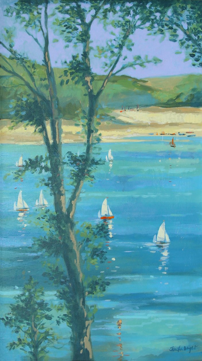 Salcombe Through The Trees (olej na płótnie) autorstwa Jennifer Wright