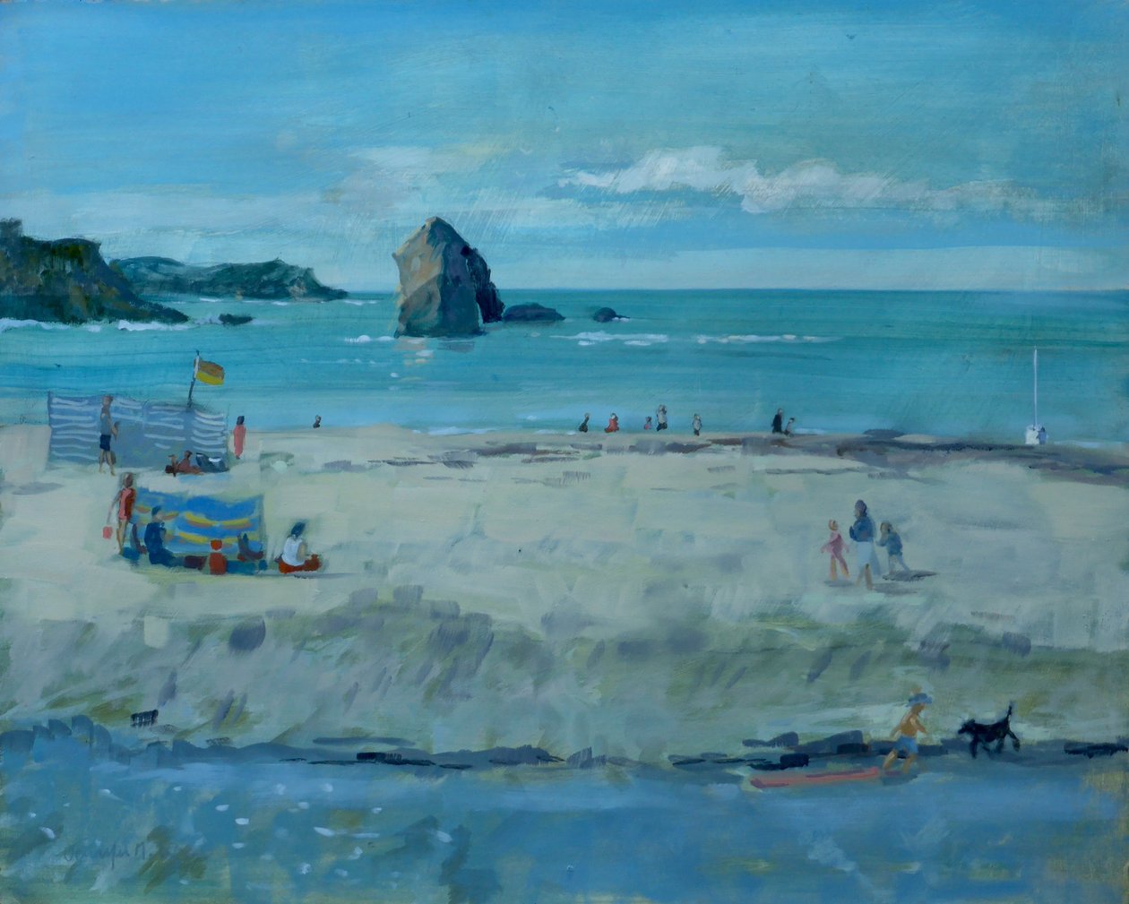 Thurlestone Rock, Devon. olej na płótnie , 2016 autorstwa Jennifer Wright