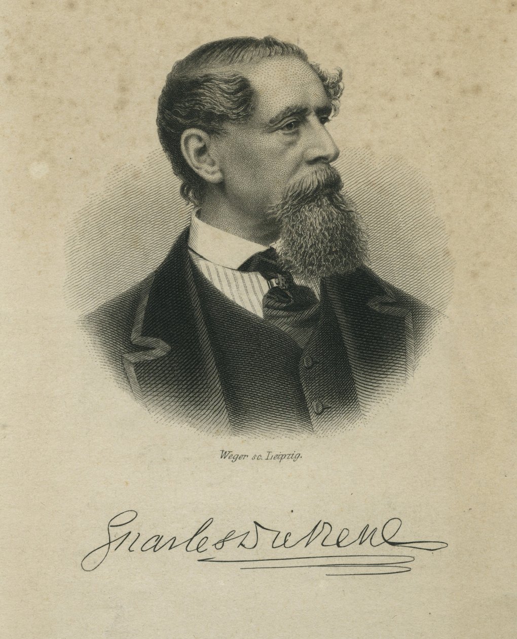 Charles Dickens, grawerowany przez Wegera, ok. 1874 r. autorstwa Jeremiah Gurney