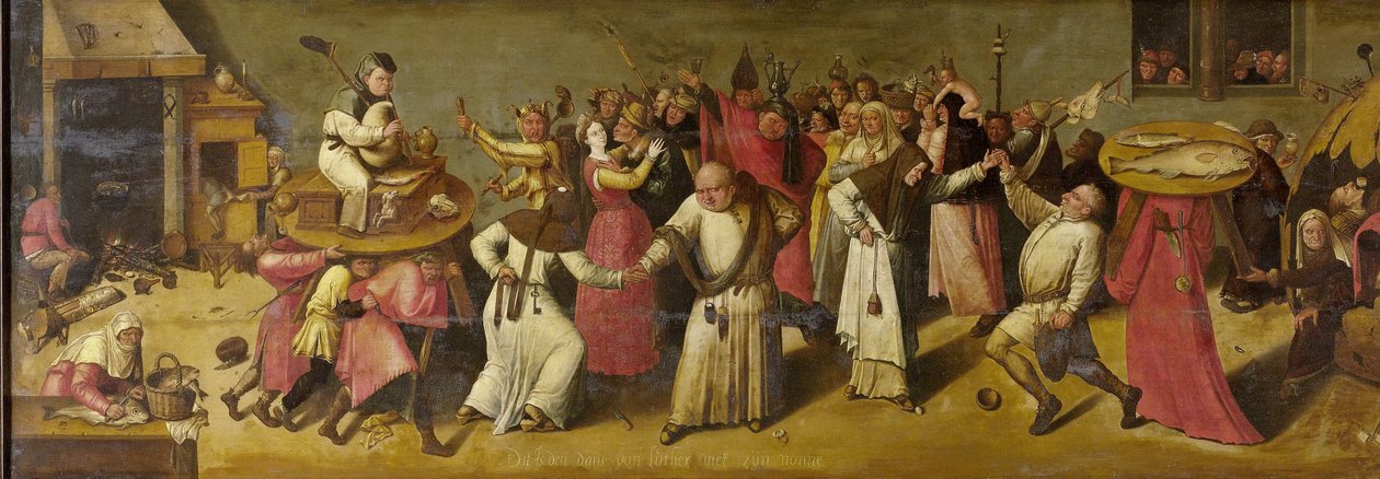 Bitwa między Karnawałem a Wielkim Postem autorstwa Jheronimus Bosch (manner of)
