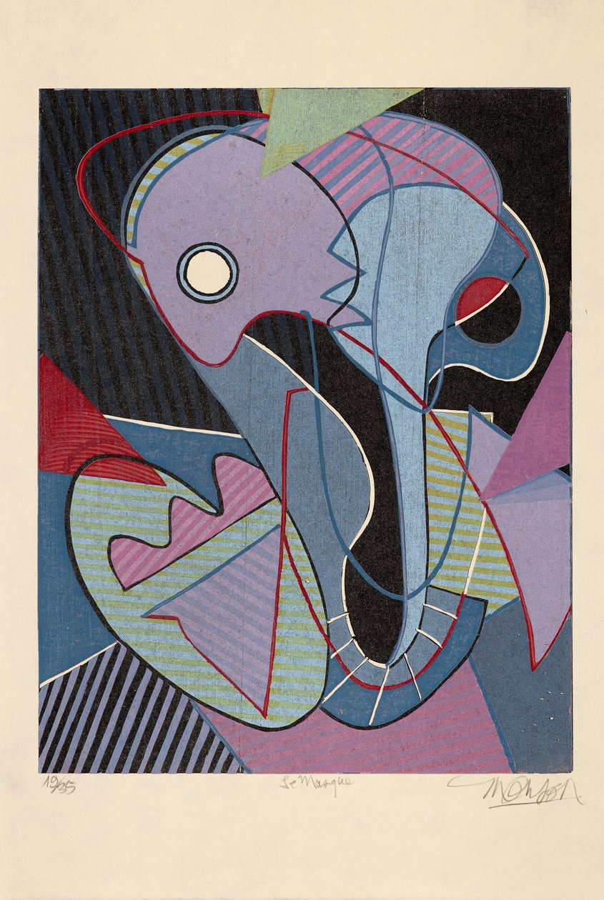 Maska, 2019 (drzeworyt) autorstwa Jim Monson