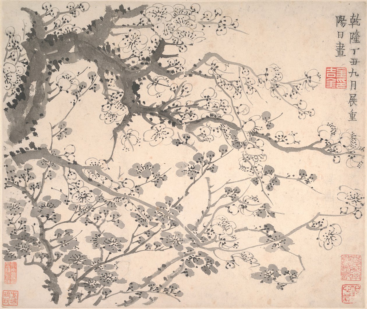 Plum Blossoms, dat. 1757. autorstwa Jin Nong