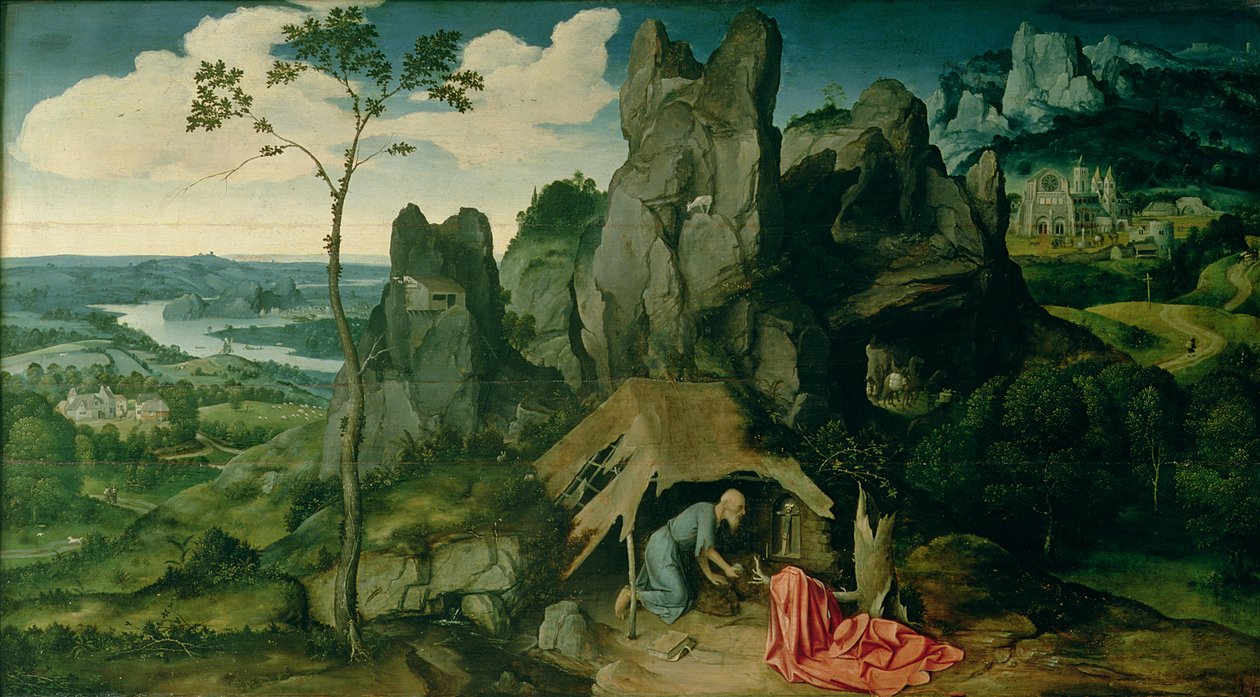 Św. Hieronim na pustyni (patrz także 223464) autorstwa Joachim Patenier