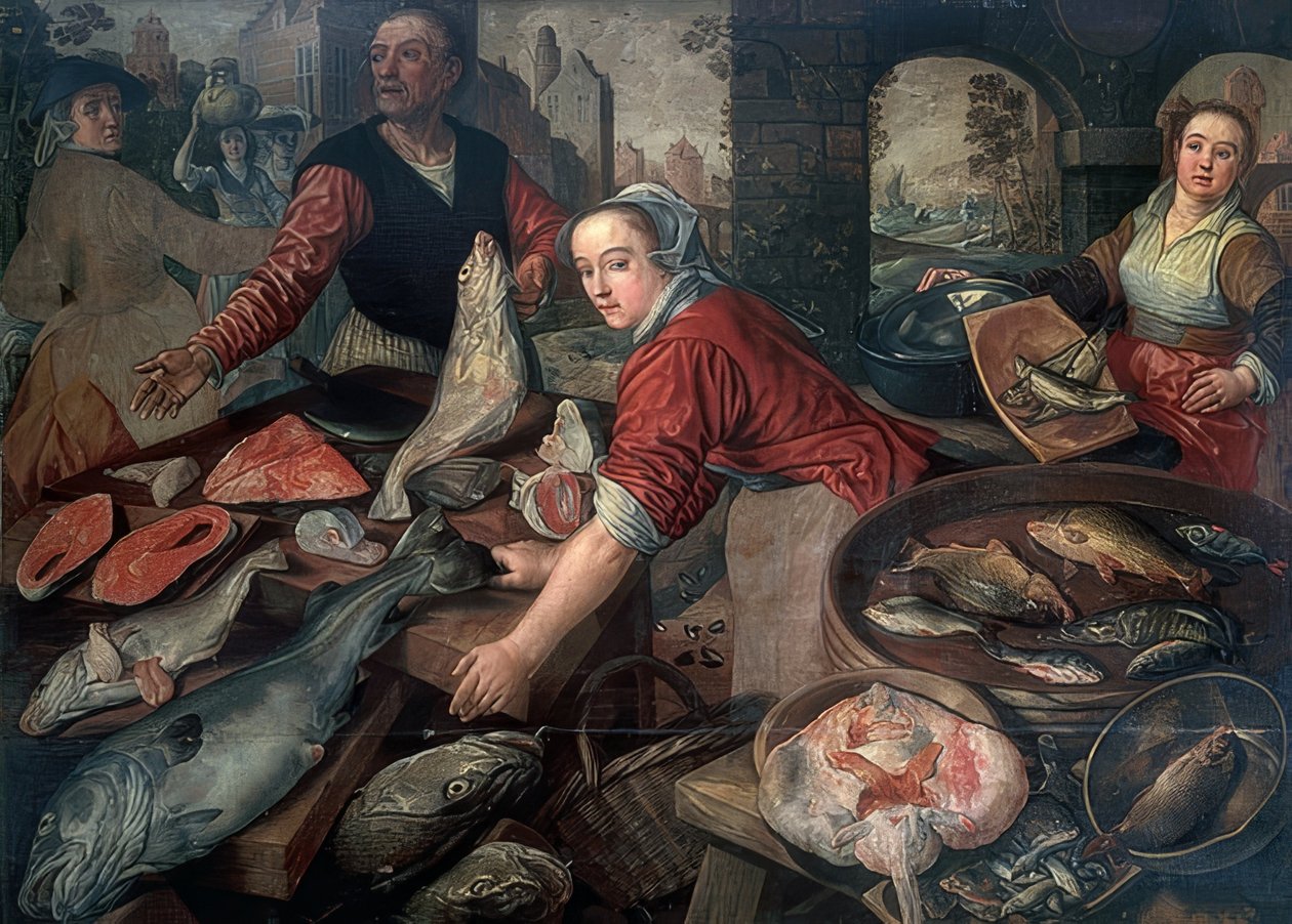 Fischmarkt. 1570 autorstwa Joachim Beuckelaer