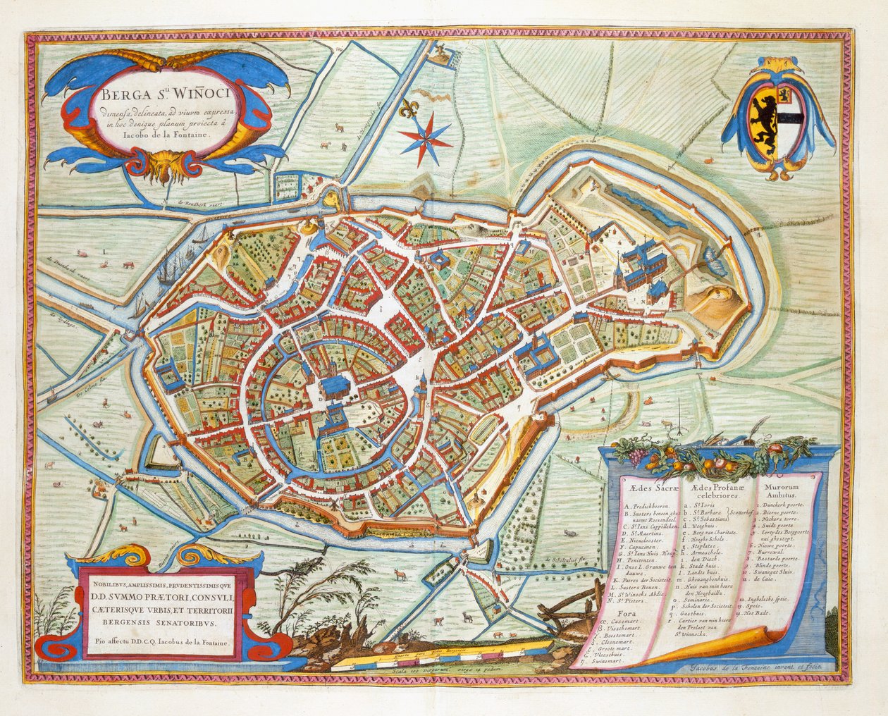 Bergen, Holandia, 1649 (ręcznie barwiony grawer) autorstwa Joan Blaeu