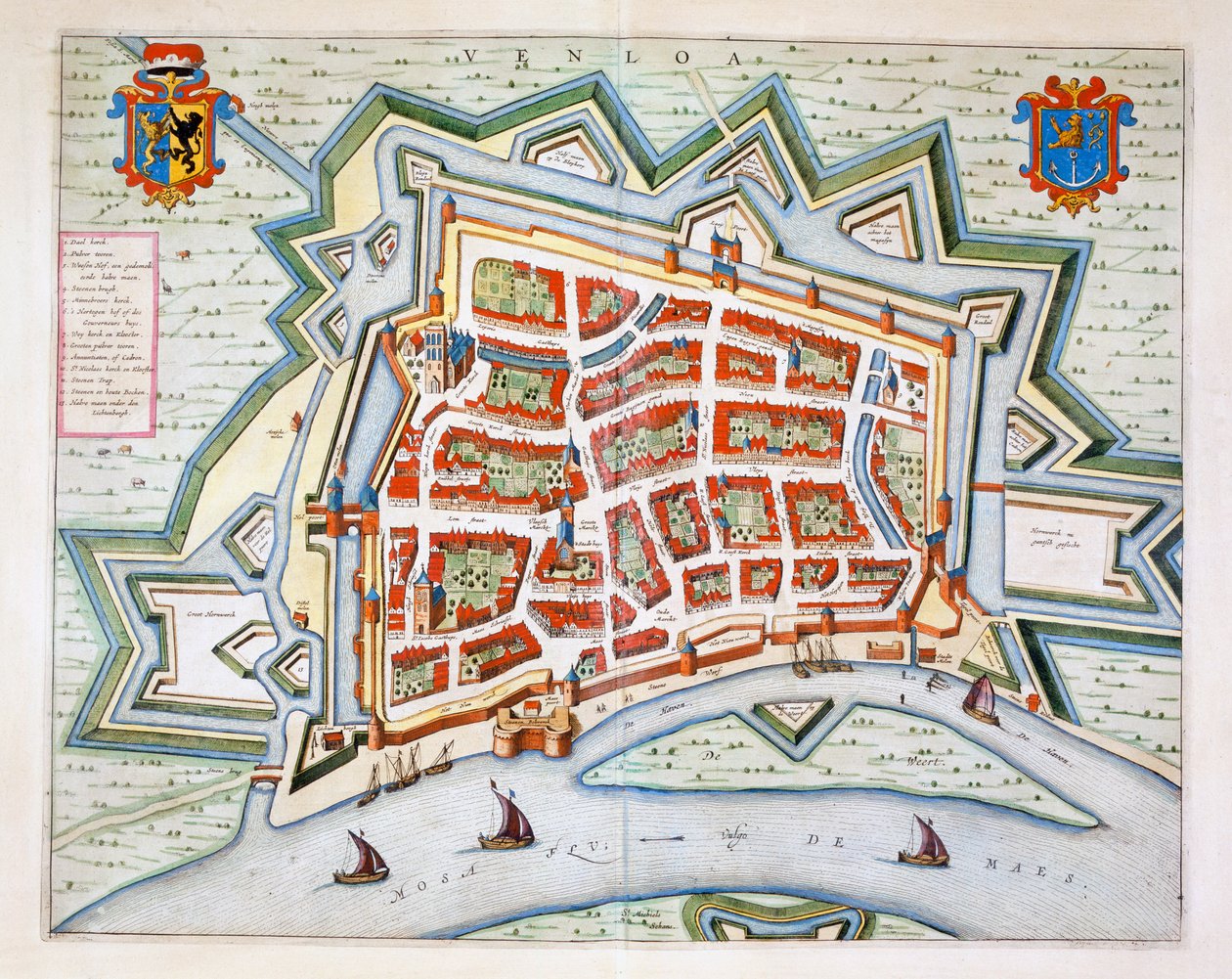 Venlo, 1649 (rycina ręcznie kolorowana) autorstwa Joan Blaeu