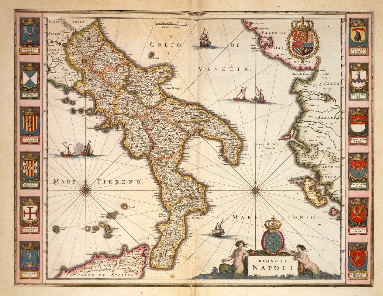 Mapa regionu Kalabrii, Joan Blaeu autorstwa Joan Blaeu