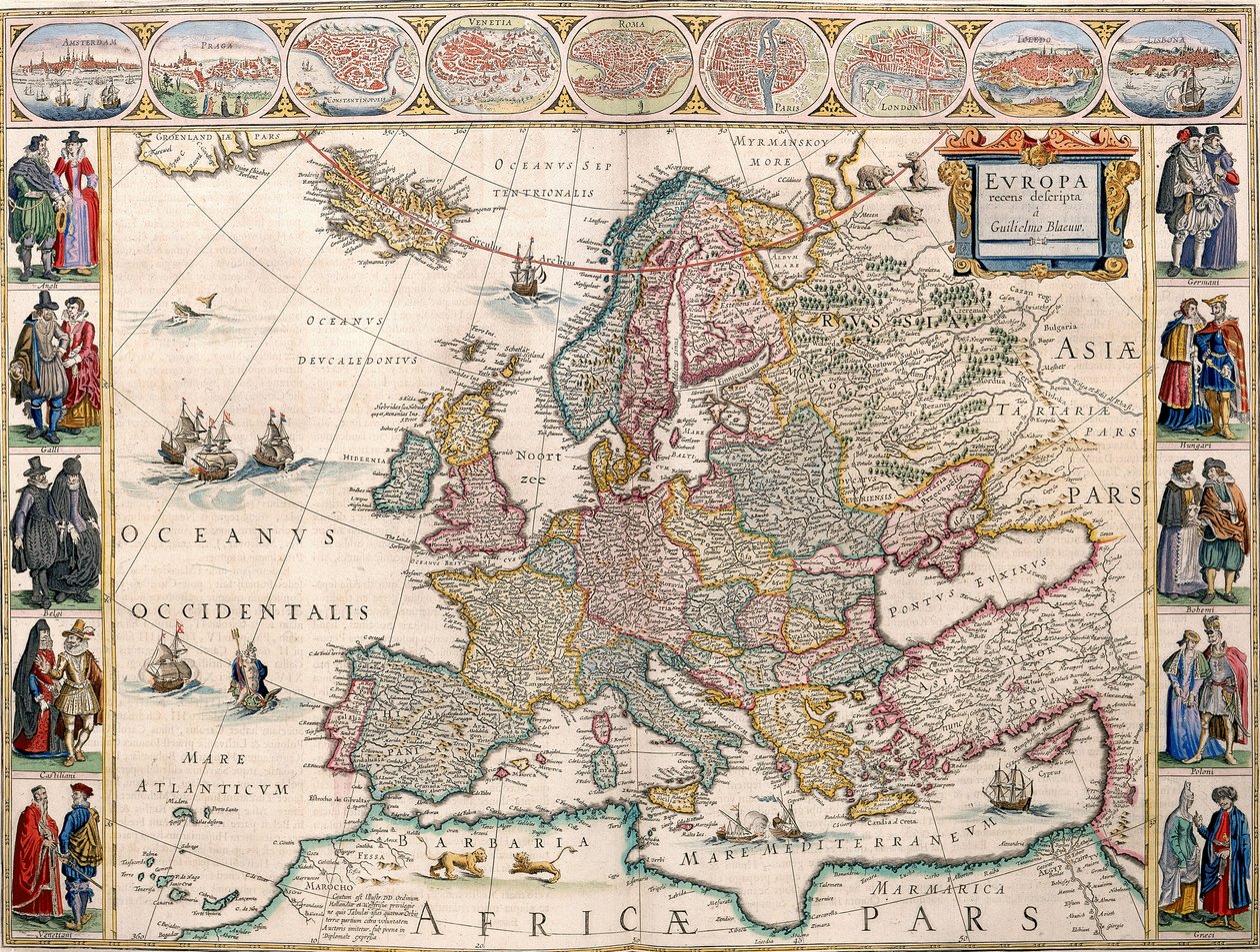 Mapa Europy z atlasu Blaeu autorstwa Joan Blaeu