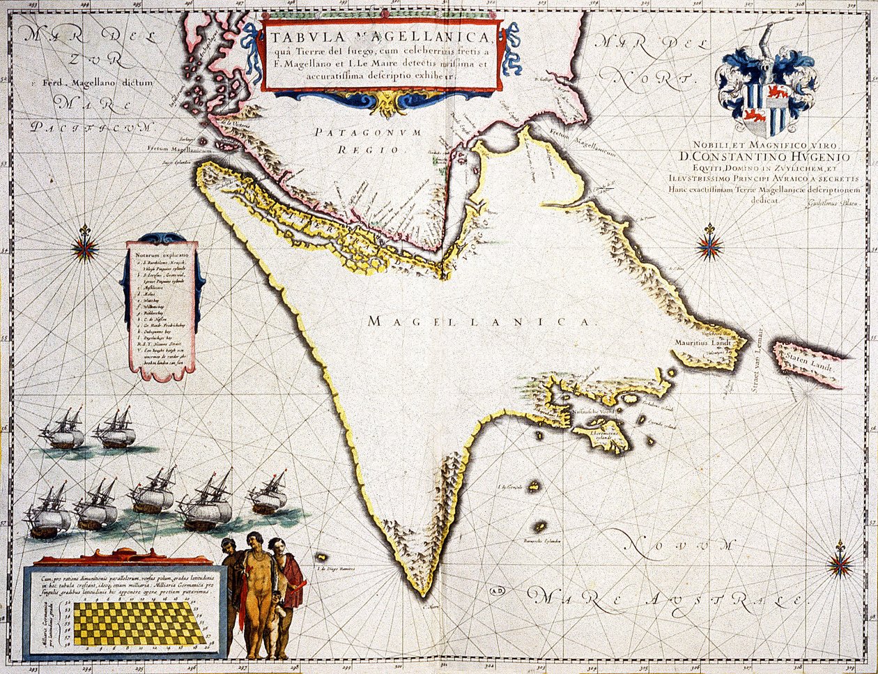 Tabula Magellanica: mapa Cieśniny Magellana autorstwa Joan Blaeu