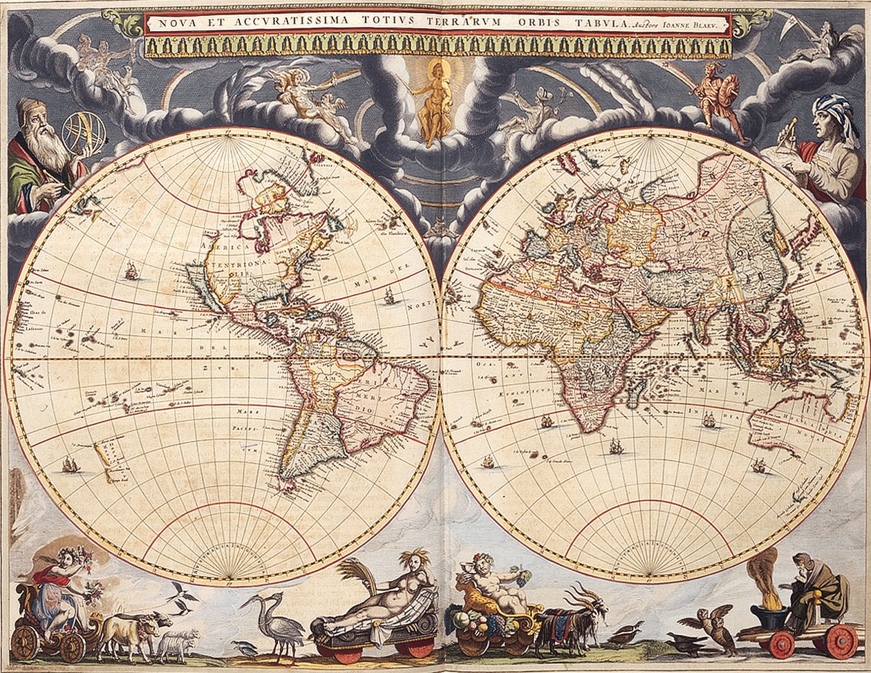 Mapa świata z atlasu Blaeu autorstwa Joan Blaeu