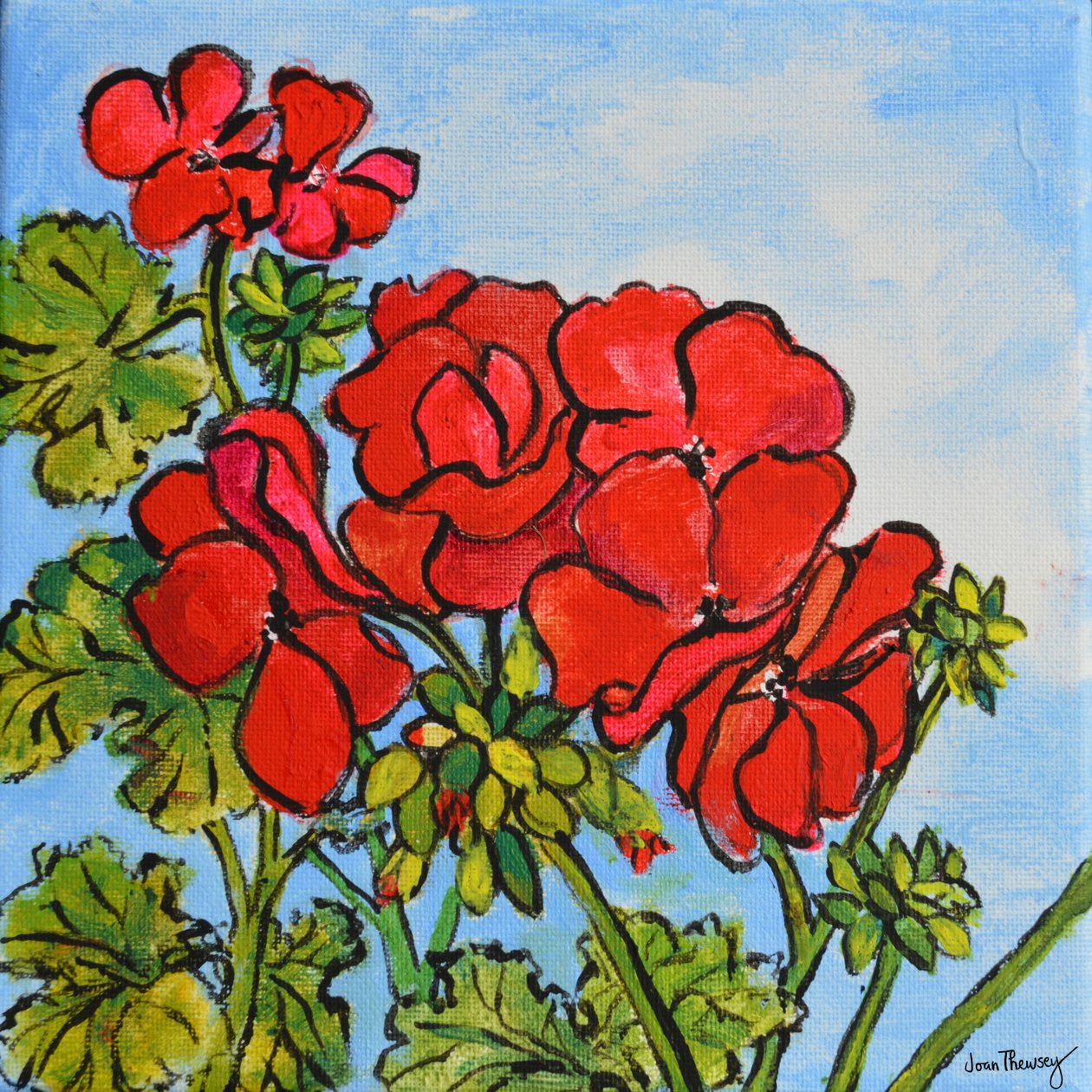 Geranium, 2017 (akryl) autorstwa Joan Thewsey
