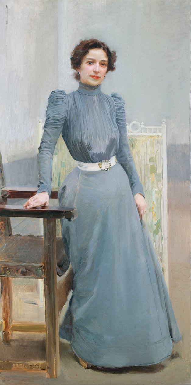 Clotilde w szarej sukience autorstwa Joaquín Sorolla