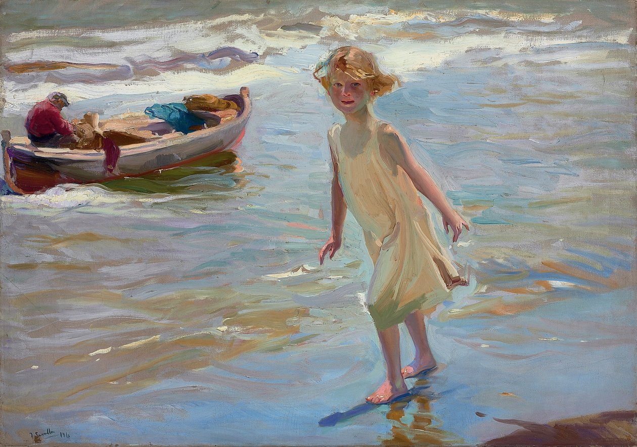 Dziewczyna na plaży, Walencja autorstwa Joaquín Sorolla
