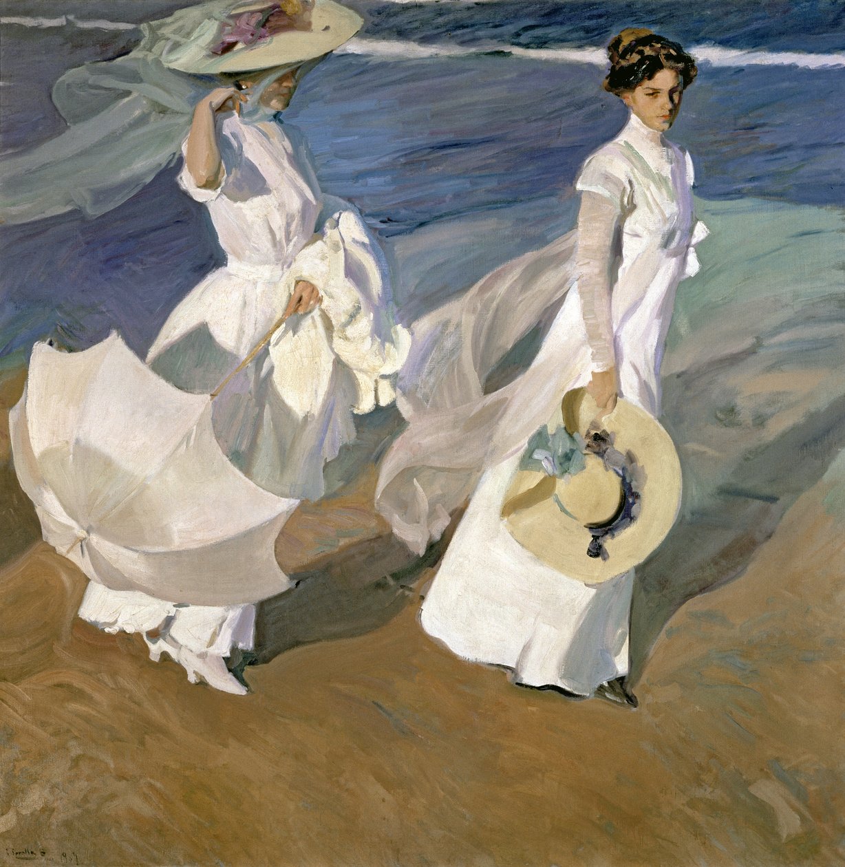Spacer wzdłuż wybrzeża, 1909 autorstwa Joaquín Sorolla