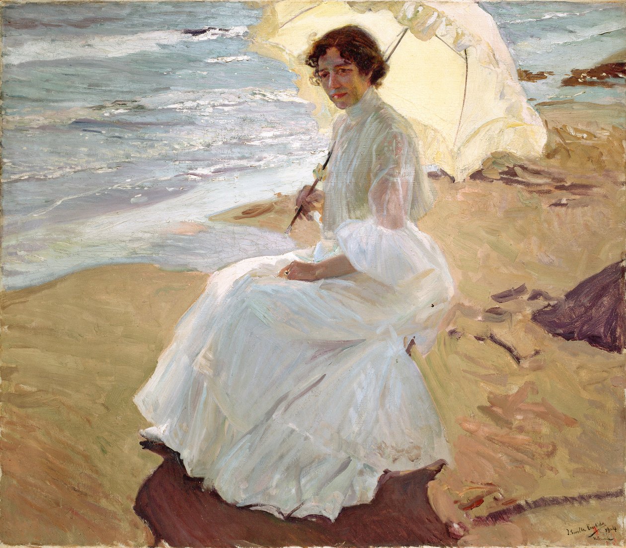 Clotilde na plaży, 1904. autorstwa Joaquín Sorolla