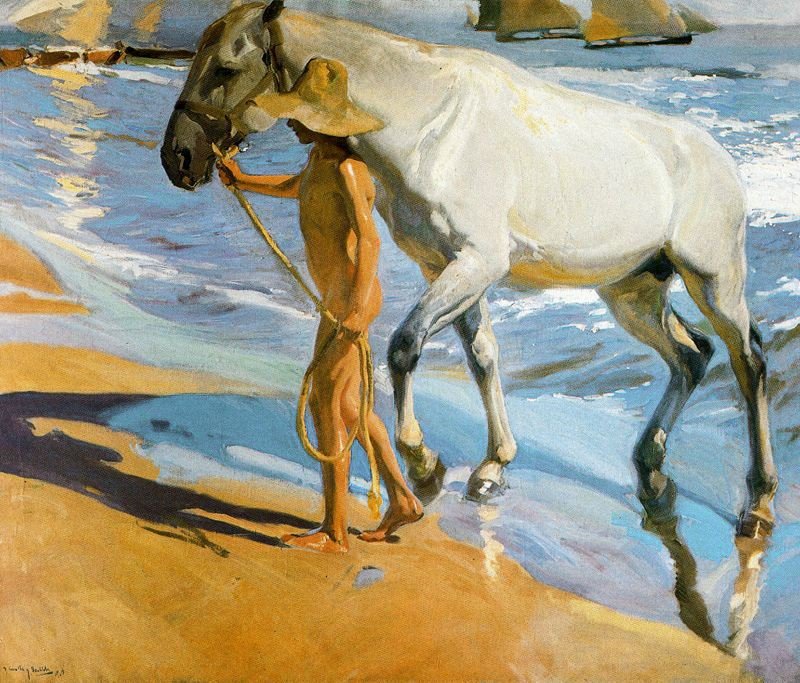 Kąpiel dla koni autorstwa Joaquín Sorolla