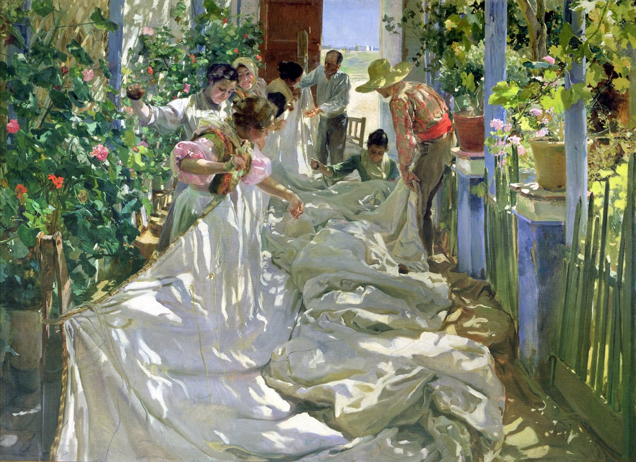 Naprawa żagla, 1896 autorstwa Joaquín Sorolla