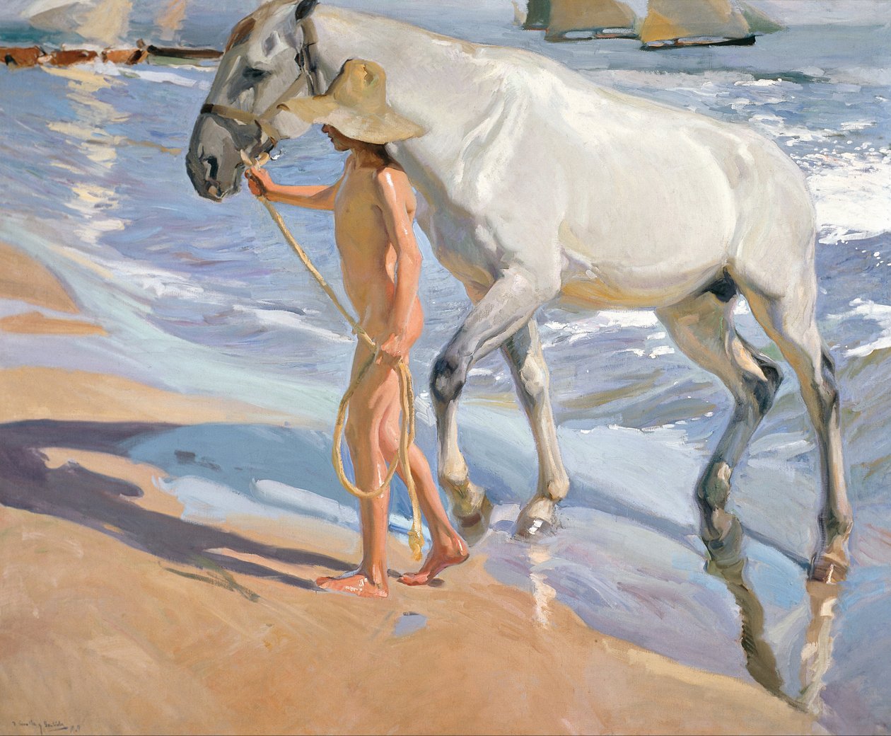 Kąpiel Konia autorstwa Joaquín Sorolla
