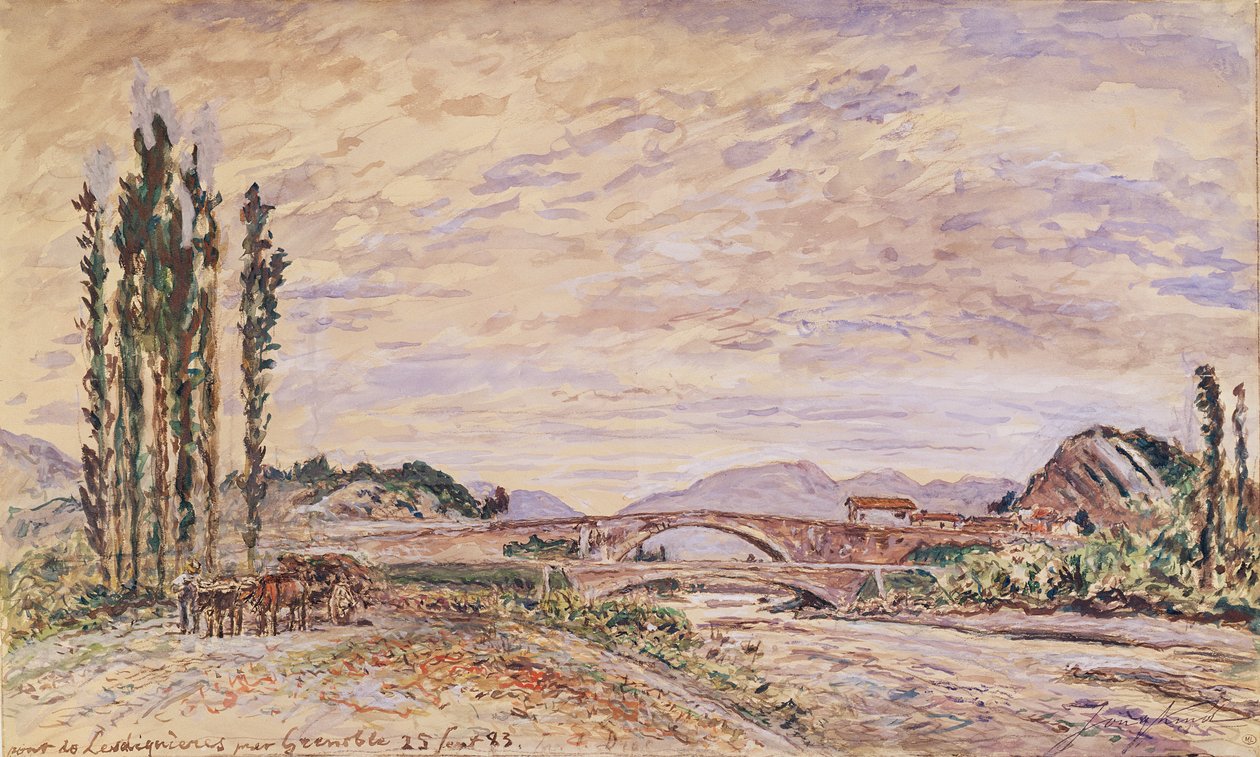 Pont de Lesdiguieres, niedaleko Grenoble, 1883 r. autorstwa Johan Barthold Jongkind