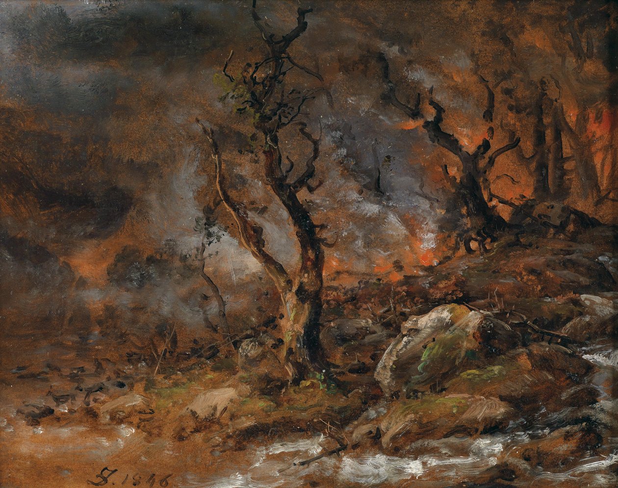 Pożar lasu autorstwa Johan Christian Dahl
