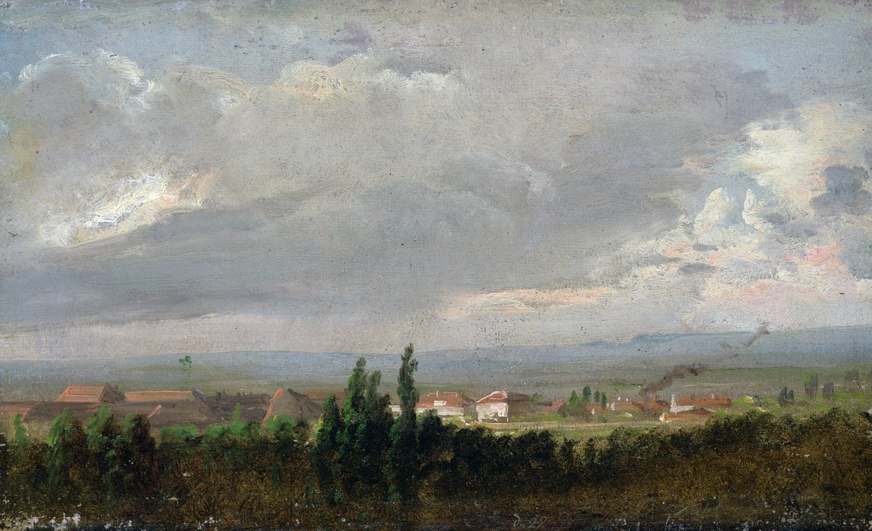 Burza w pobliżu Drezna, 1830 (olej na papierze, montaż na płótnie) autorstwa Johan Christian Dahl