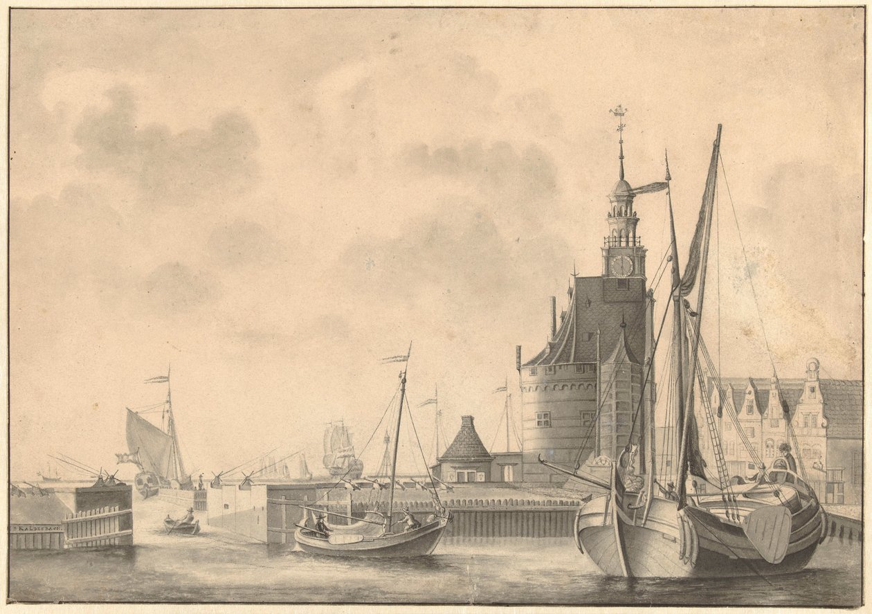Port w Hoorn autorstwa Johan Antonie Kaldenbach
