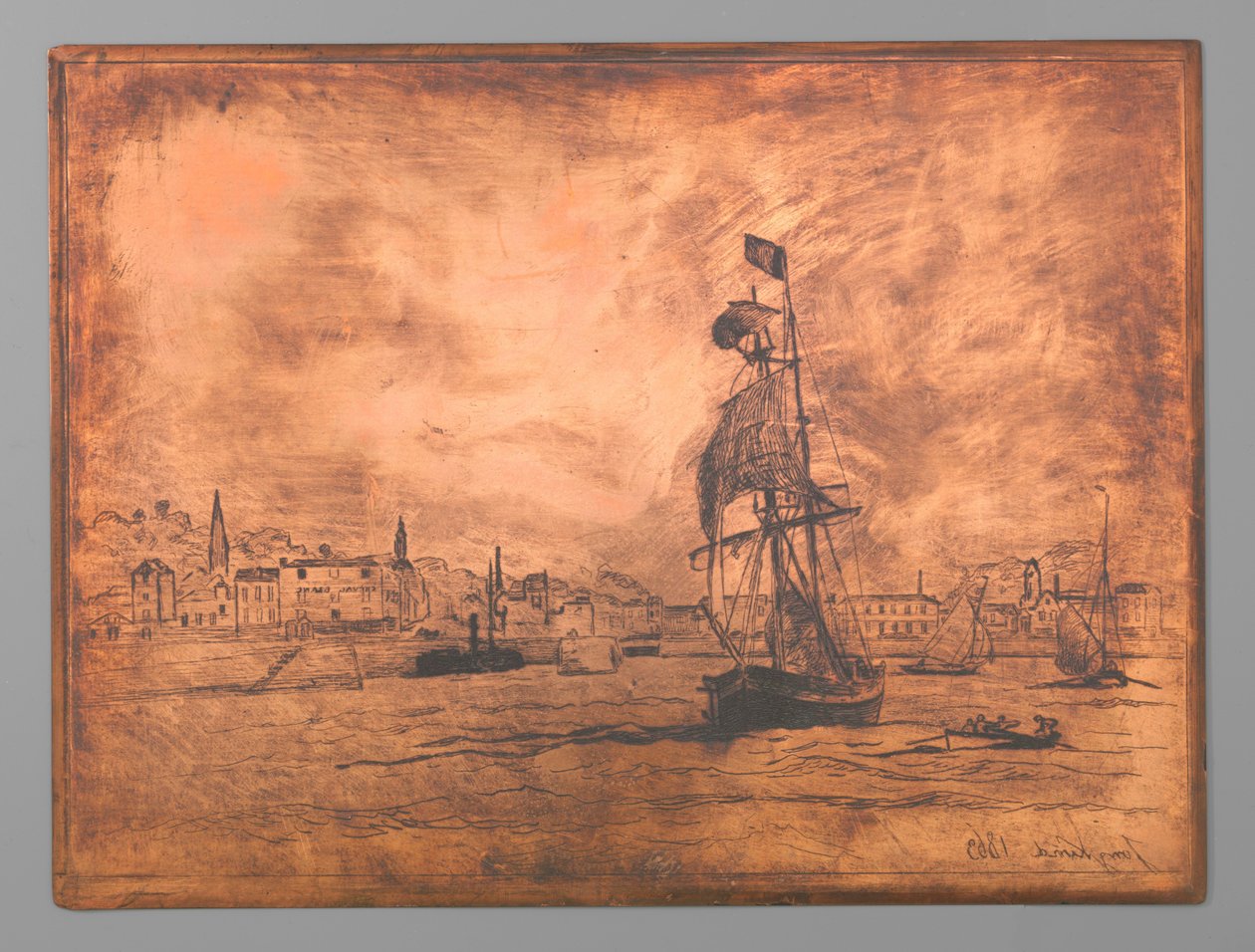 Port Honfleur autorstwa Johan Barthold Jongkind (signed by artist)
