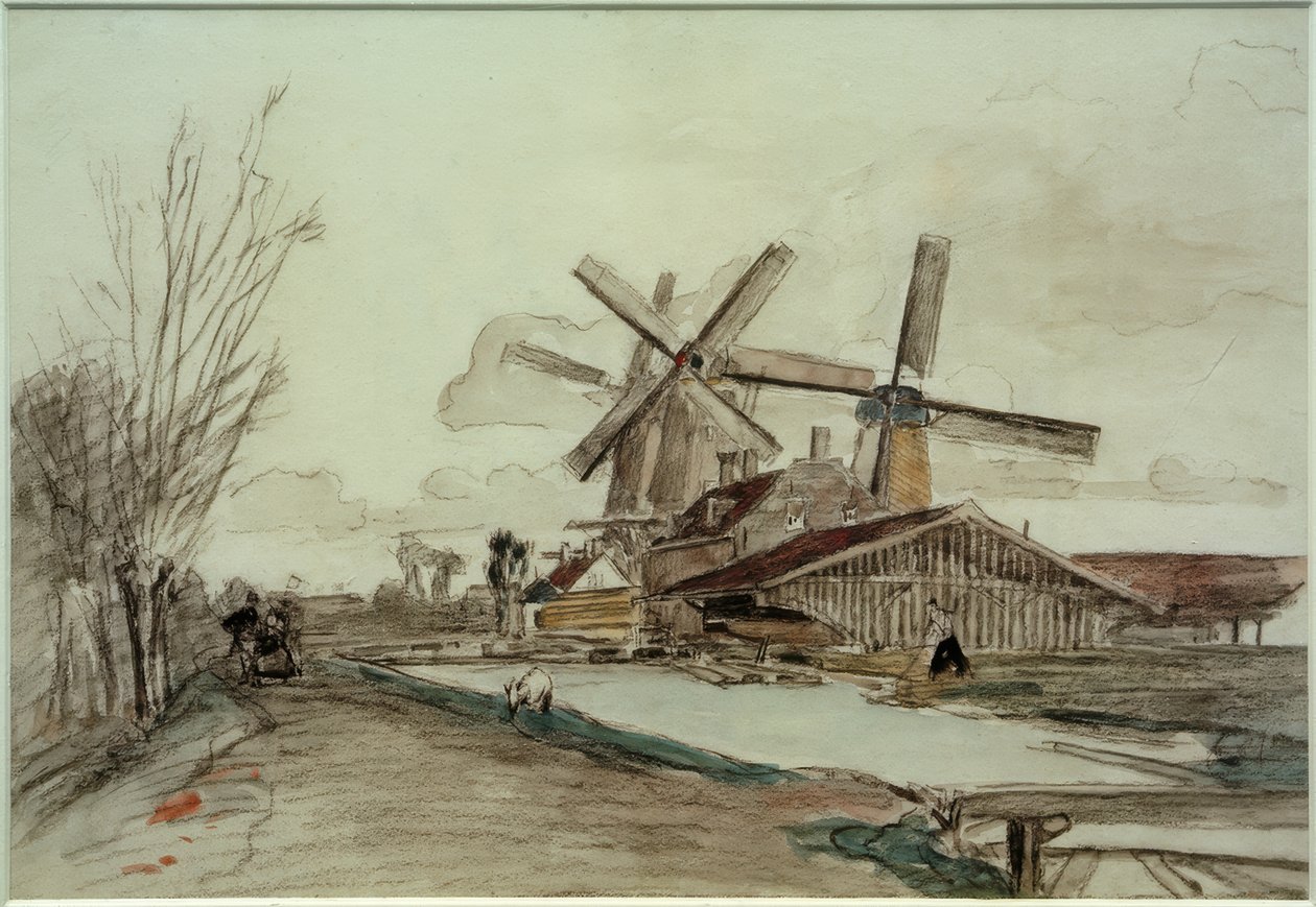 Młyny Stolk, Rotterdam autorstwa Johan Barthold Jongkind