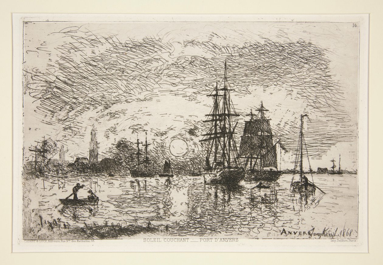 Zachód słońca - Port d autorstwa Johan Barthold Jongkind