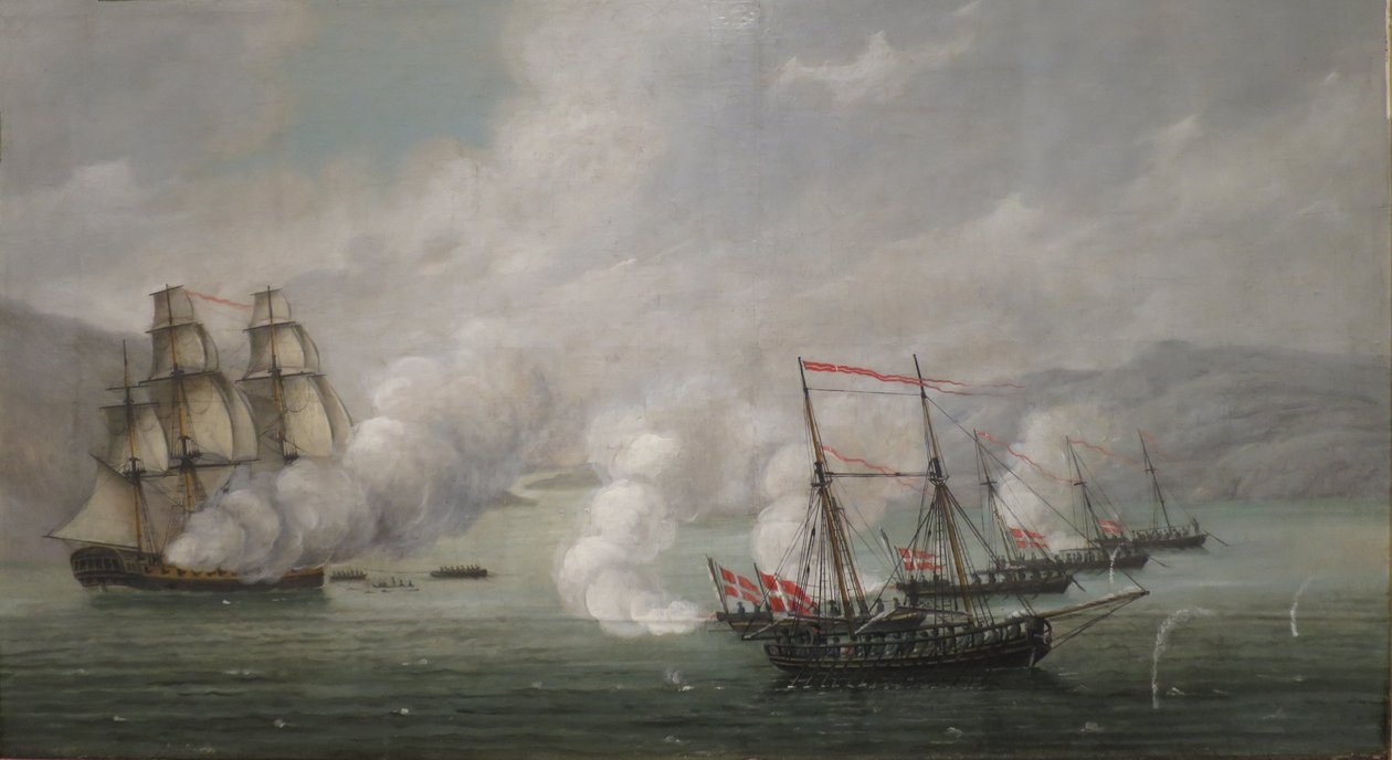 Bitwa morska pod Alvøen autorstwa Johan Christian Dahl