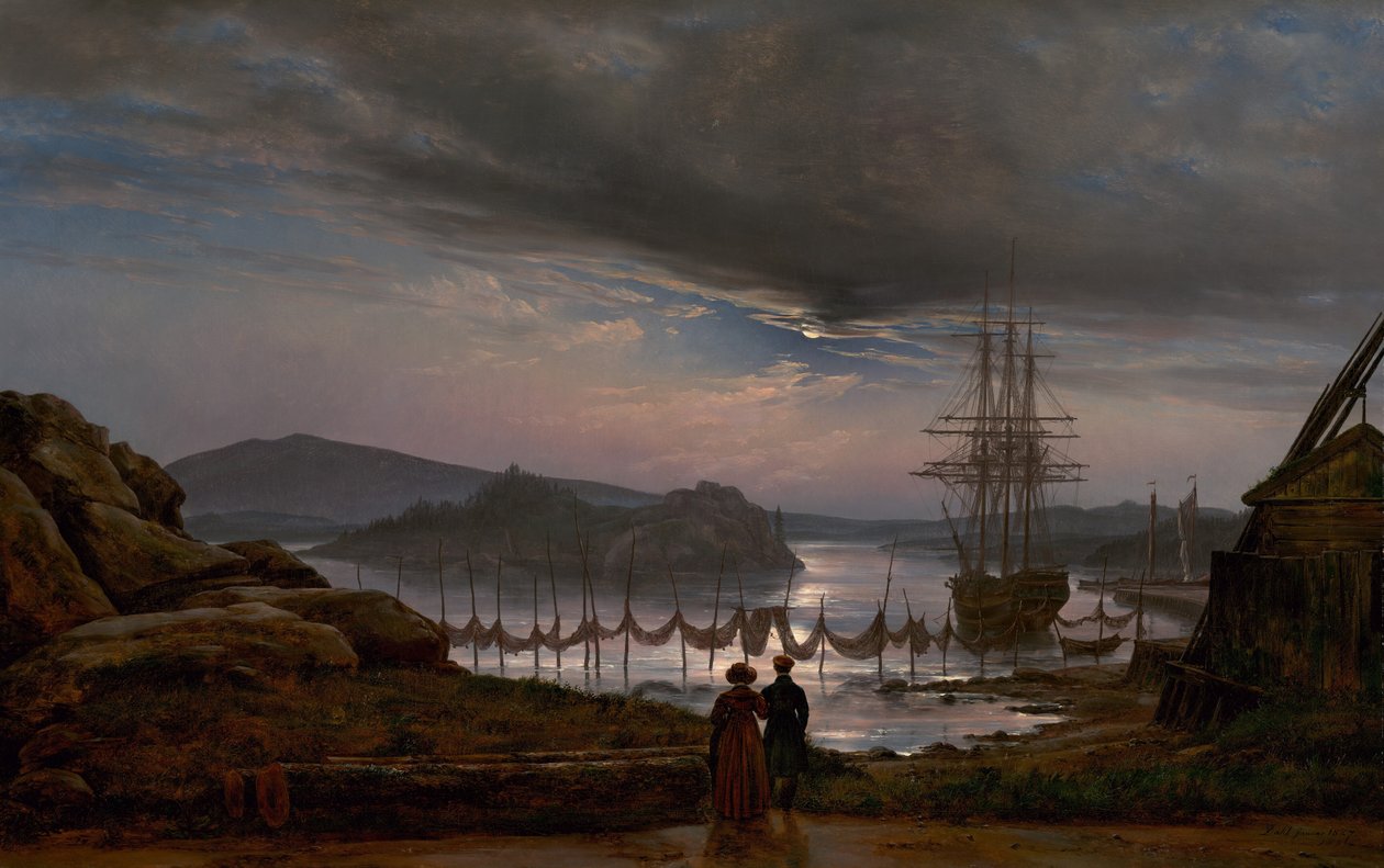 Widok z Vaekero koło Christianii, 1827. autorstwa Johan Christian Dahl