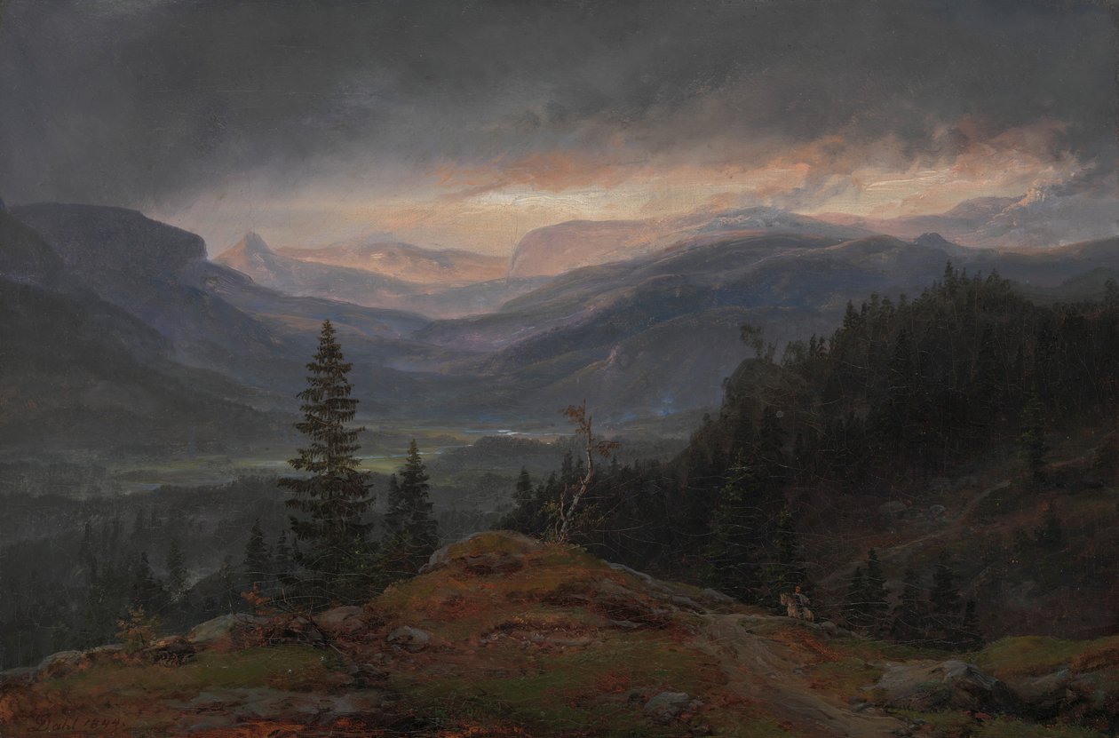 Widok na Hallingdal, 1844. autorstwa Johan Christian Dahl