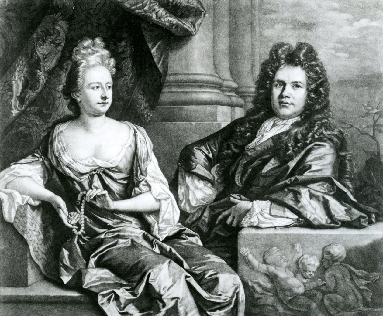Pan i pani Gibbons, grawerowane przez Johna Smitha (grawerunek mezzotinta) autorstwa Johann Closterman