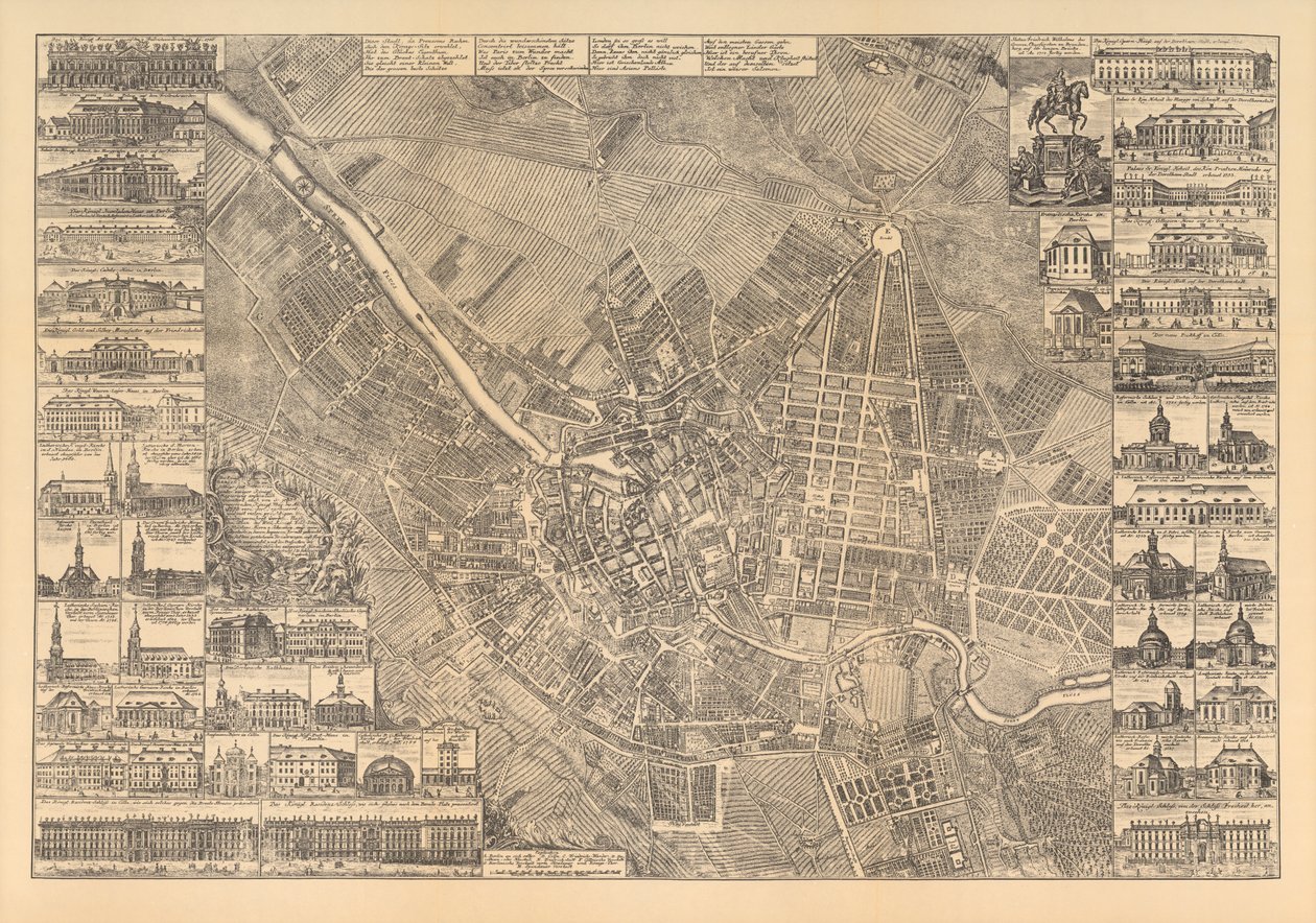 Mapa Berlina przedstawiająca interesujące budynki, 1773 autorstwa Johann David Schleuen