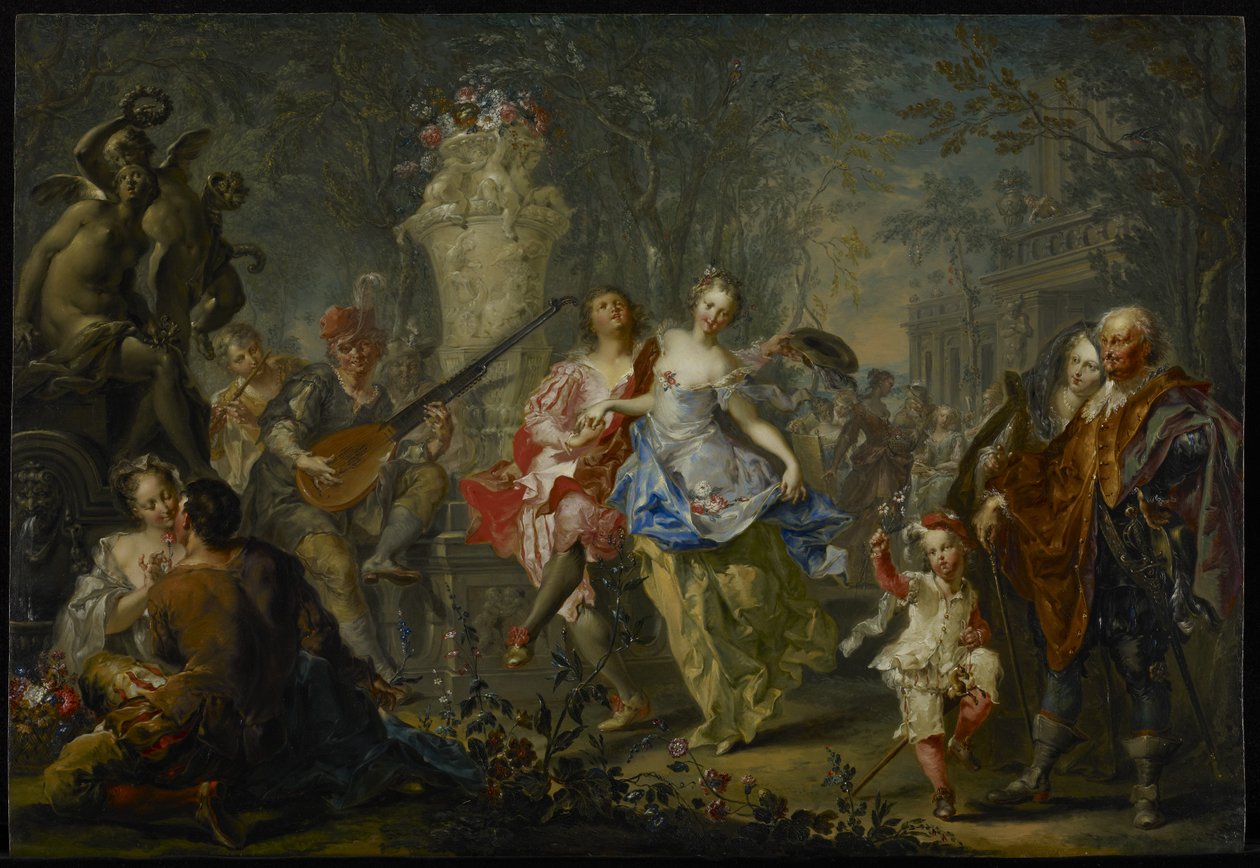 Przyjemności pór roku: Wiosna, ok. 1730 (olej na miedzi) autorstwa Johann Georg Platzer