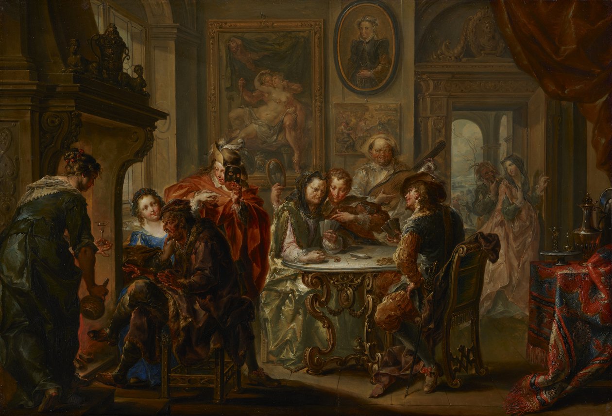 Przyjemności pór roku: zima, ok. 1730 (olej na miedzi) autorstwa Johann Georg Platzer