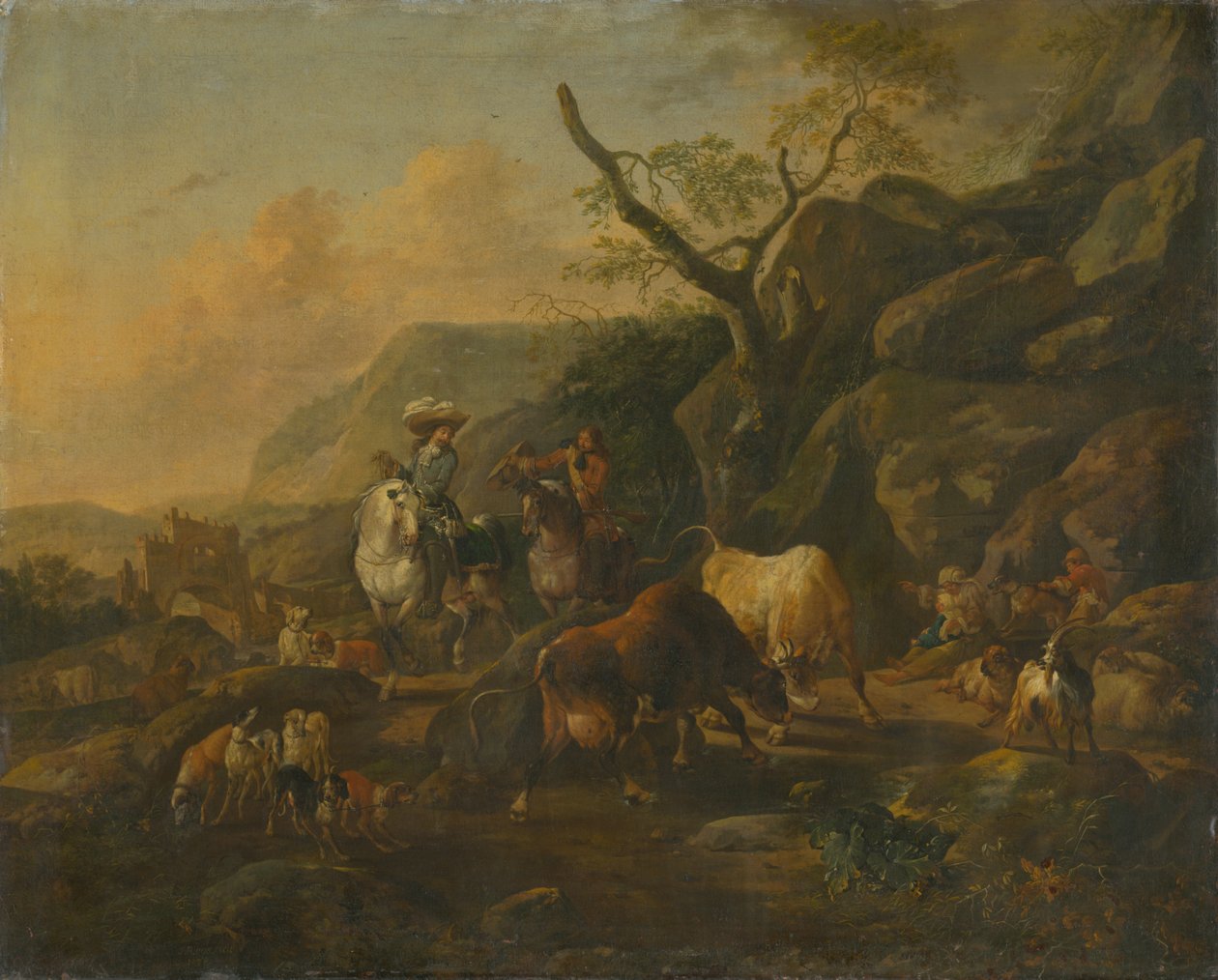 Krajobraz z Łowcami autorstwa Johann Heinrich Roos