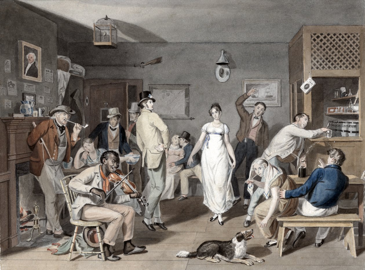 Taniec wiejski, ok. 1820 (rycina ręcznie kolorowana) autorstwa Johann Ludwig Krimmel