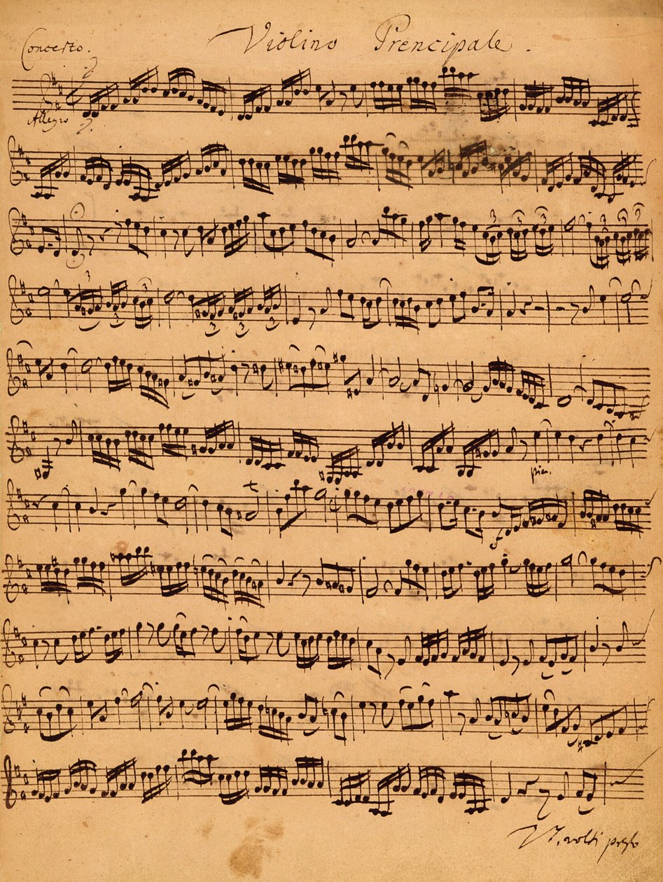 The Brandenburger Concertos, No.5 D-Dur, 1721 (pióro i tusz na papierze) (patrz także 308416) autorstwa Johann Sebastian Bach