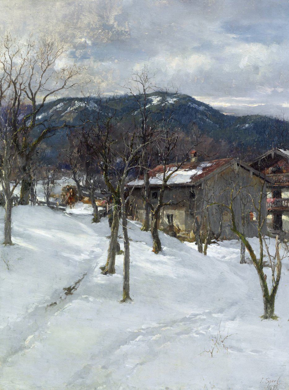 Zimowy krajobraz w pobliżu Kutterling, 1899 autorstwa Johann Sperl