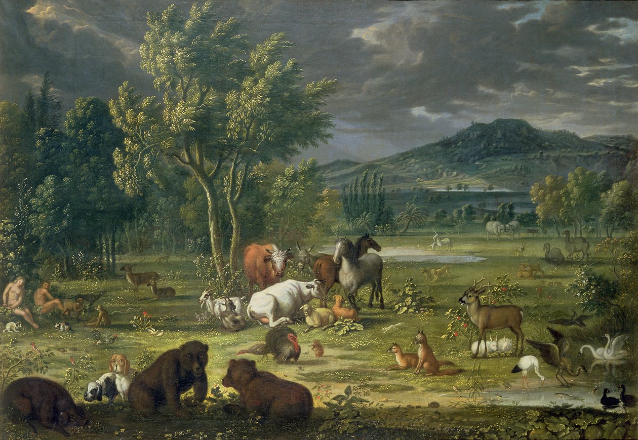 Adam i Ewa w raju autorstwa Johann Wenzel Peter