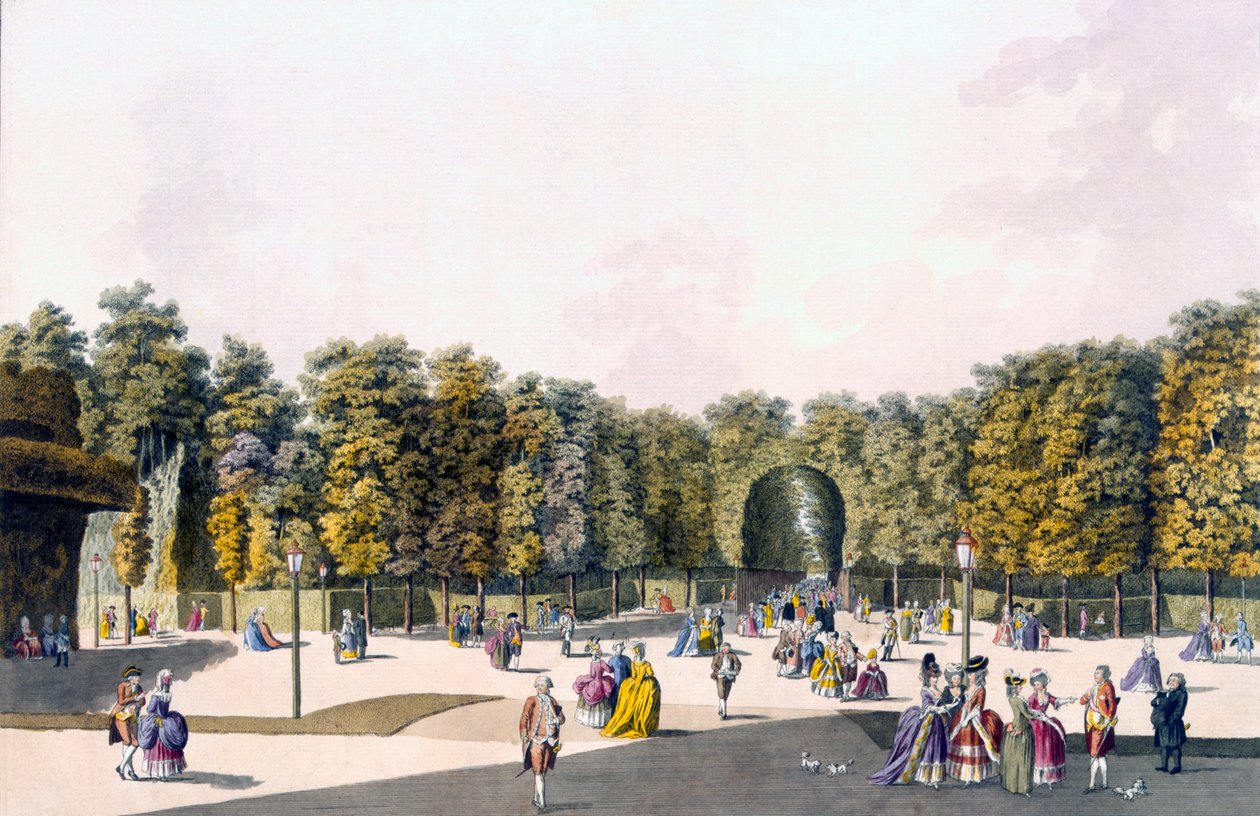 Widok na "Spacer Westchnień" w Augarten, Wiedeń, 1790 r. autorstwa Johann Ziegler