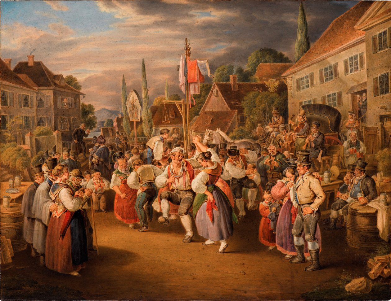 Dożynki z tańcem koguta, 1839. autorstwa Johann Baptist Pflug